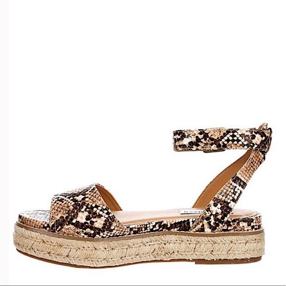Steve Madden GABI ESPADRILLE PLATFORM SANDAL Tan Snakeskin New NWT - Picture 6 of 9